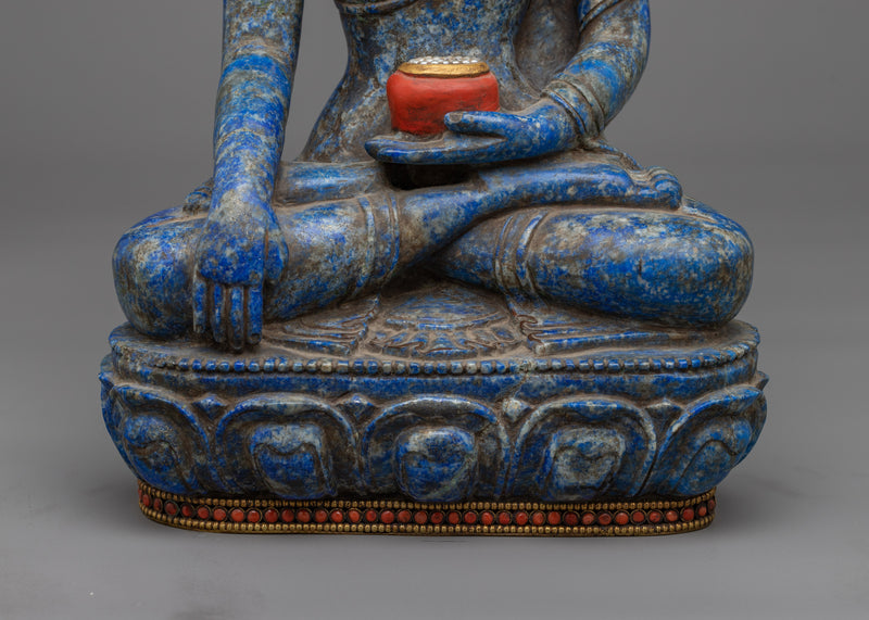 Stunning Shakyamuni Buddha Lapis Stone Statue | Handcrafted Symbol of Enlightenment