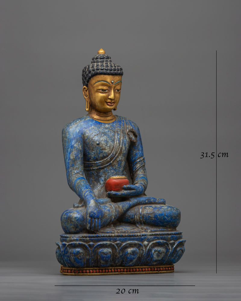 Stunning Shakyamuni Buddha Lapis Stone Statue | Handcrafted Symbol of Enlightenment