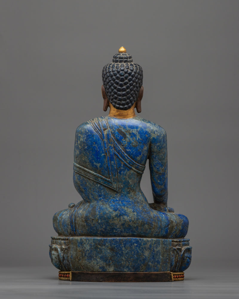 Stunning Shakyamuni Buddha Lapis Stone Statue | Handcrafted Symbol of Enlightenment