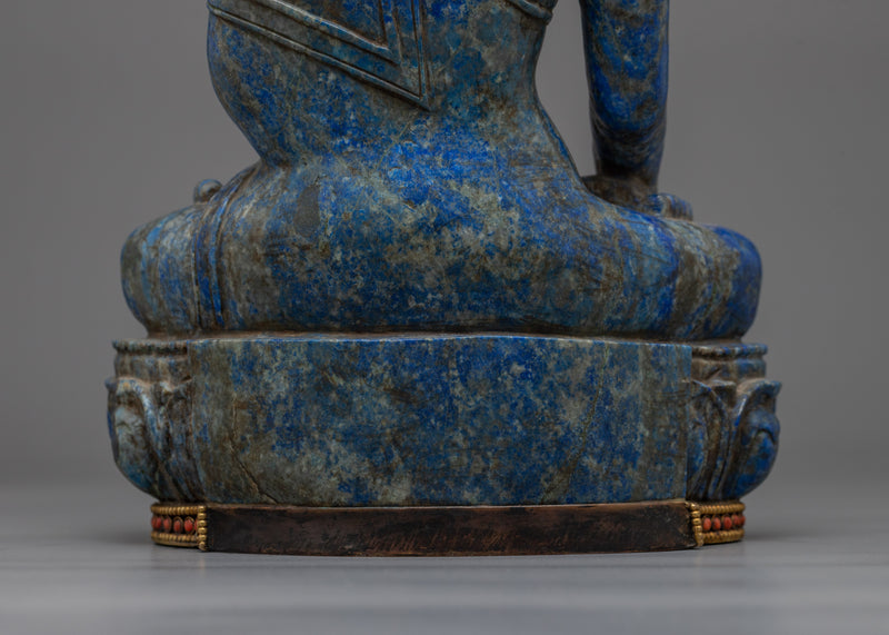 Stunning Shakyamuni Buddha Lapis Stone Statue | Handcrafted Symbol of Enlightenment