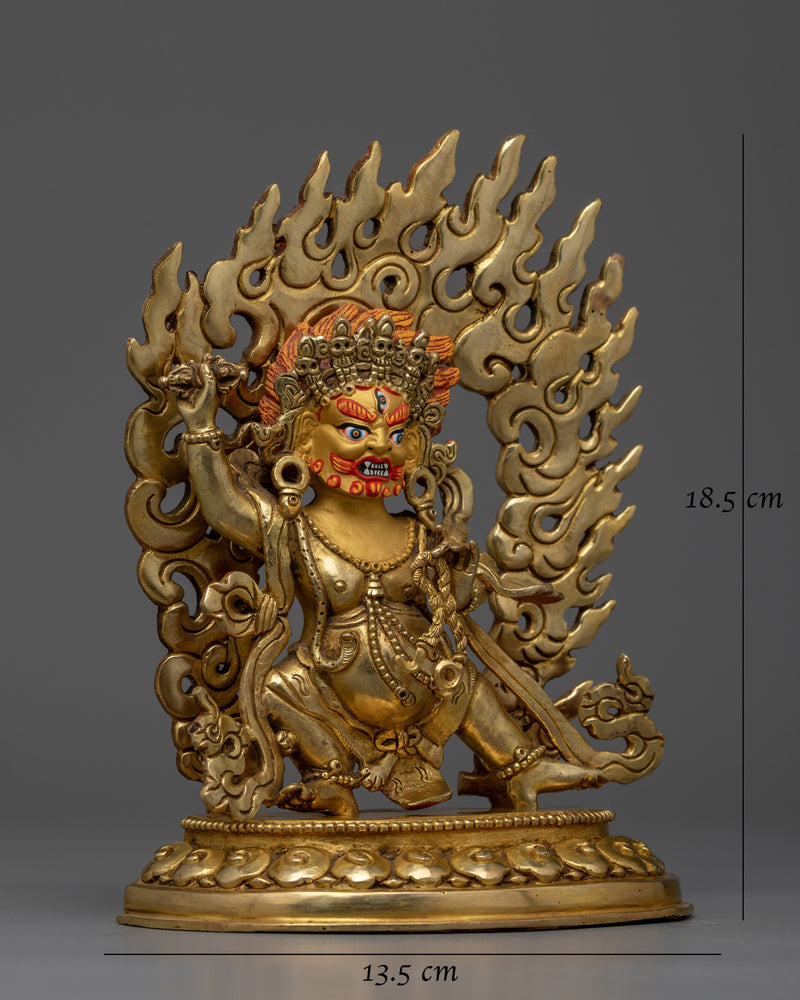 Dynamic Gold Gilded Vajrapani Figure | Handcrafted Symbol of Spiritual Power