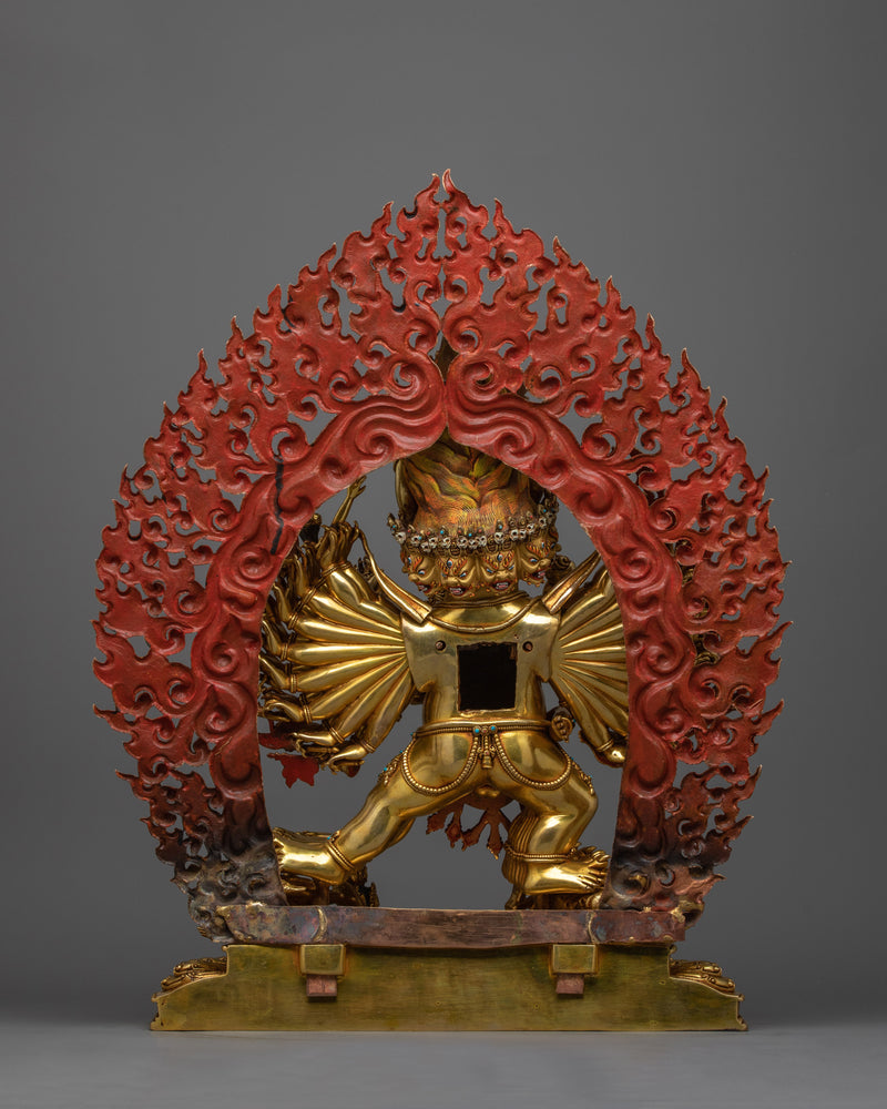 Majestic Yamantaka 24K Gold Gilded Statue | Handcrafted Symbol of Conquest Over Death