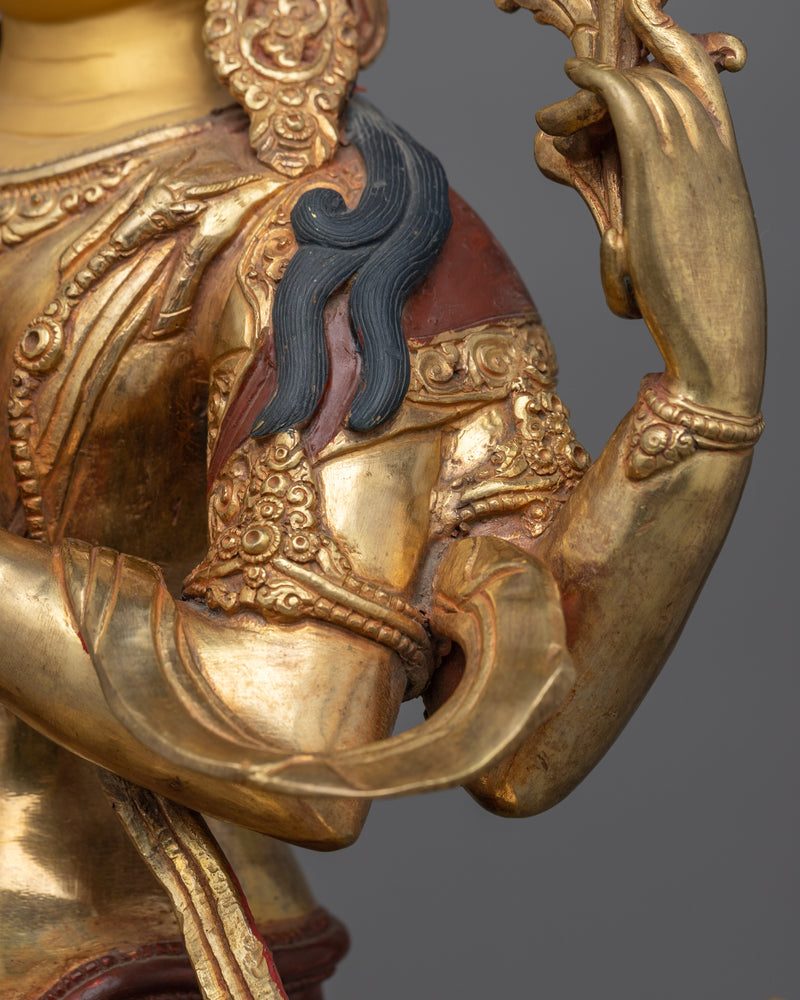 Gold-Gilded Chenrezig Oxidized Statue | A Majestic Symbol of Compassion and Mercy