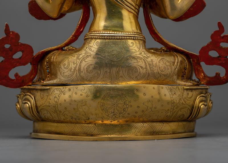 Chenrezig 24K Gold-Gilded Statue | A Majestic Representation of Compassionate Presence