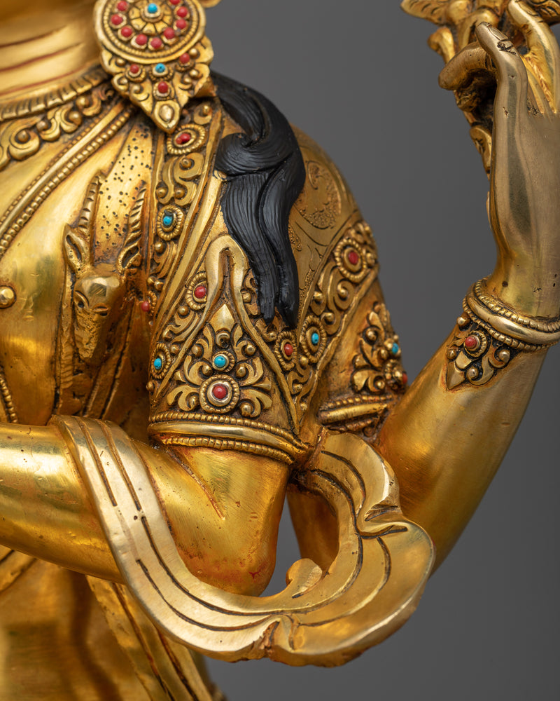 Chenrezig 24K Gold-Gilded Statue | A Majestic Representation of Compassionate Presence