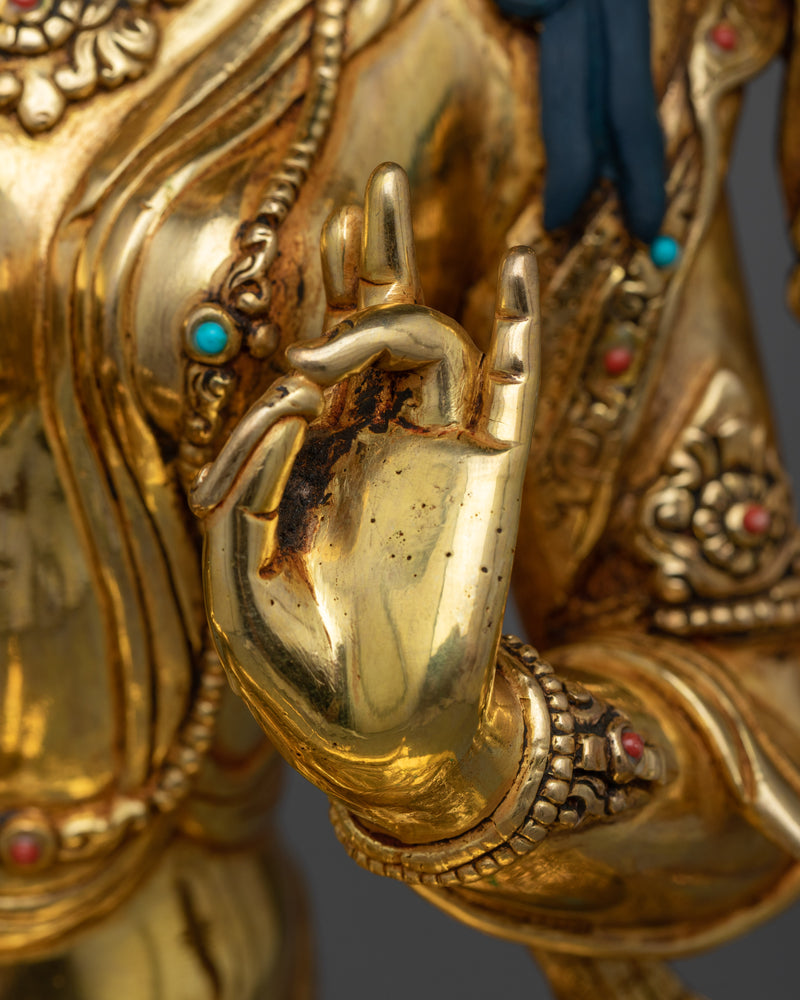 Gold-Gilded Green Tara Sculpture | An Exquisite Emblem of Compassion and Liberation