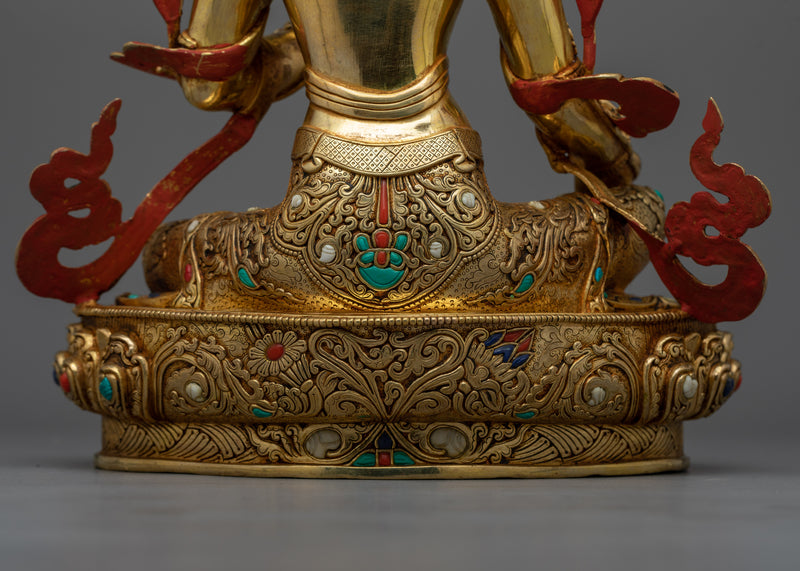 Gold-Gilded Green Tara Sculpture | An Exquisite Emblem of Compassion and Liberation