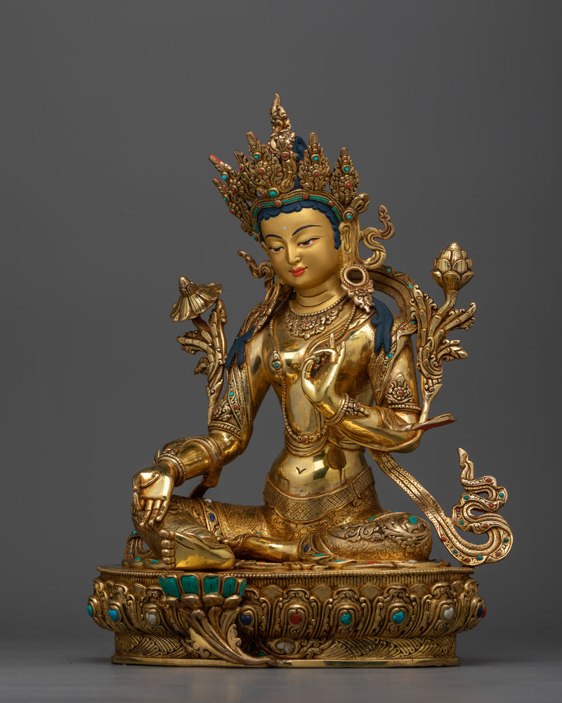 gold-gilded-green-tara-sculpture-1