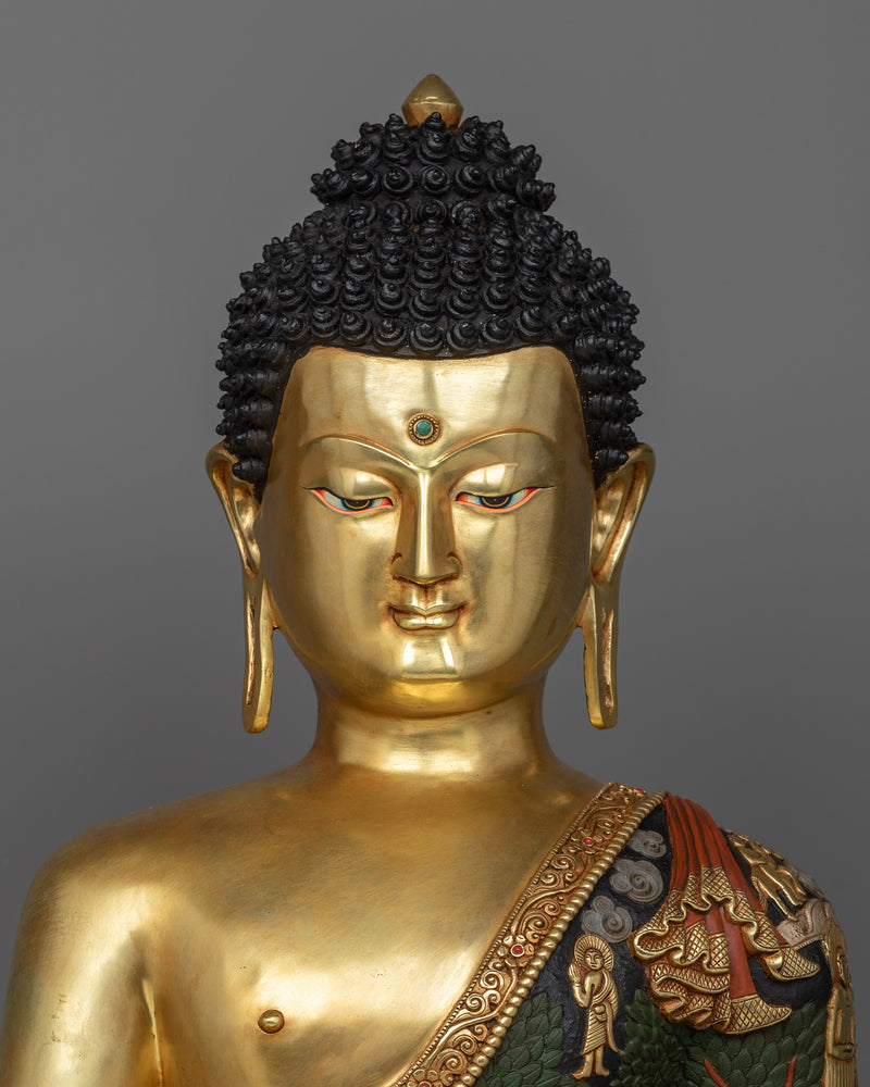 shakyamuni-buddha-green-red-colored