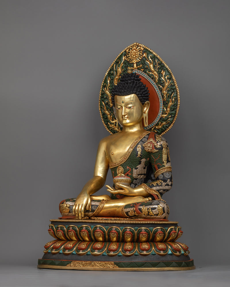 shakyamuni-buddha-green-red-colored