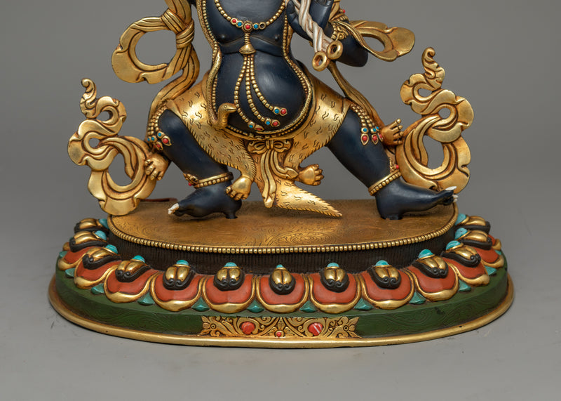 Vajrapani Dark Blue Colored Statue | A Powerful Symbol of Spiritual Strength and Protection