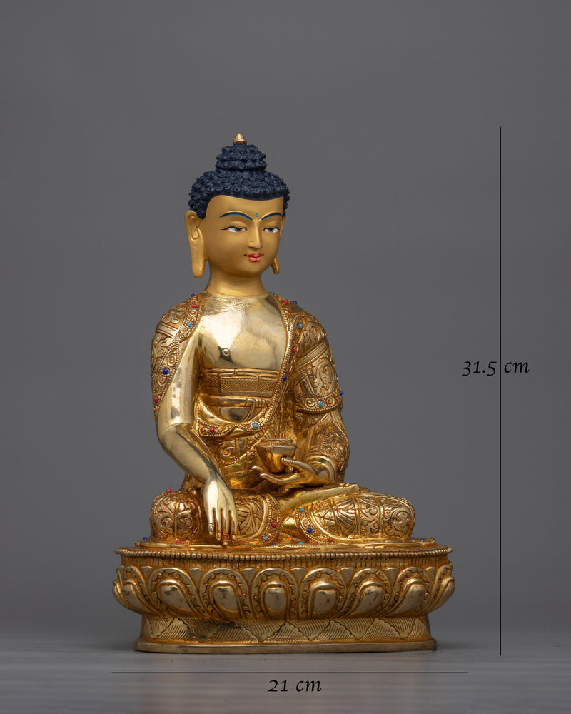 Gold-Gilded Shakyamuni Buddha Sculpture | A Resplendent Symbol of Enlightenment