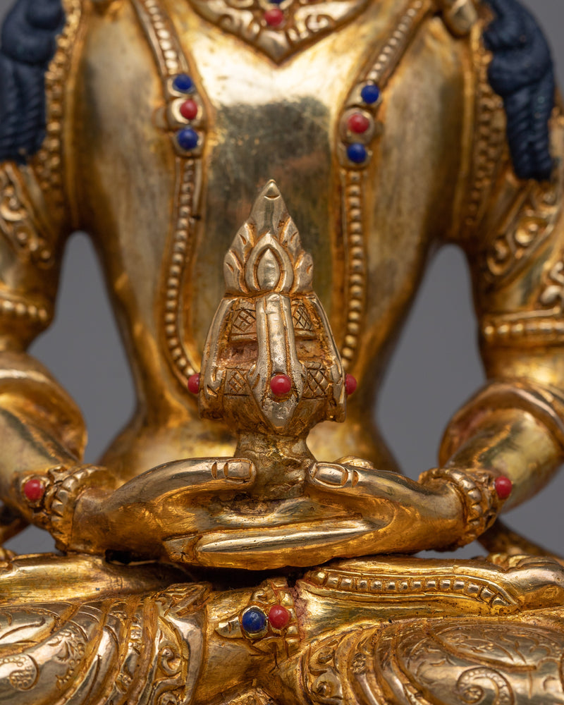 Amitayus Decorated with Gemstone Statue | A Lustrous Symbol of Longevity and Prosperity