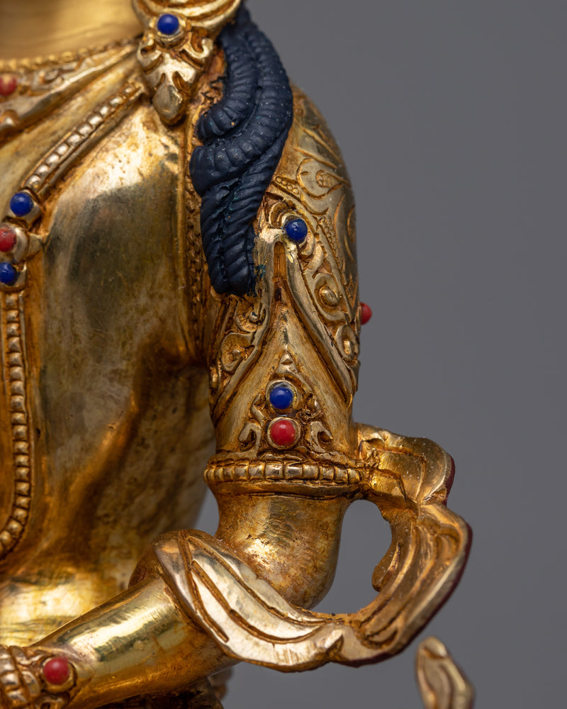 Amitayus Decorated with Gemstone Statue | A Lustrous Symbol of Longevity and Prosperity