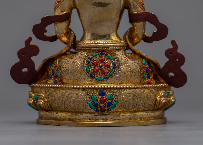 Amitayus Decorated with Gemstone Statue | A Lustrous Symbol of Longevity and Prosperity