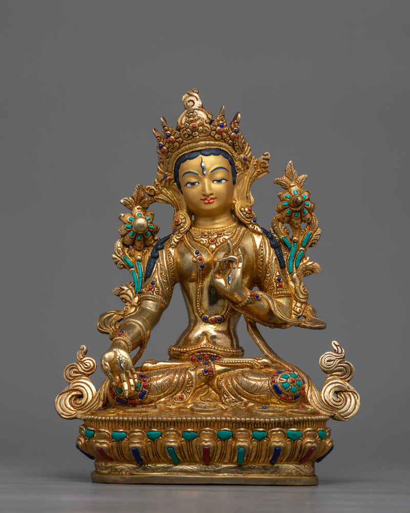 white-tara-gold-gilded-sculpture