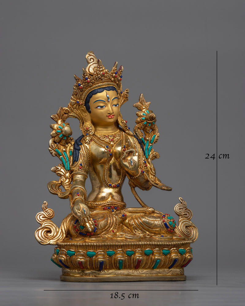 White Tara Gold-Gilded Sculpture | A Radiant Symbol of Compassion and Healing