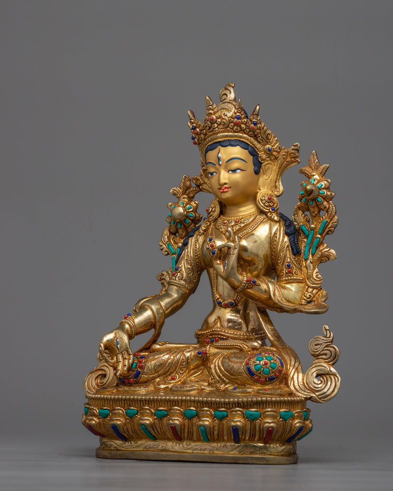 white-tara-gold-gilded-sculpture