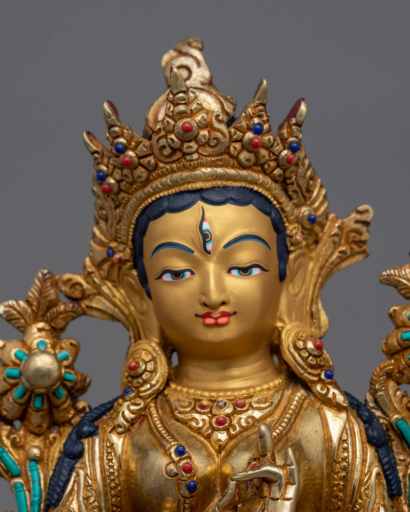 white-tara-gold-gilded-sculpture