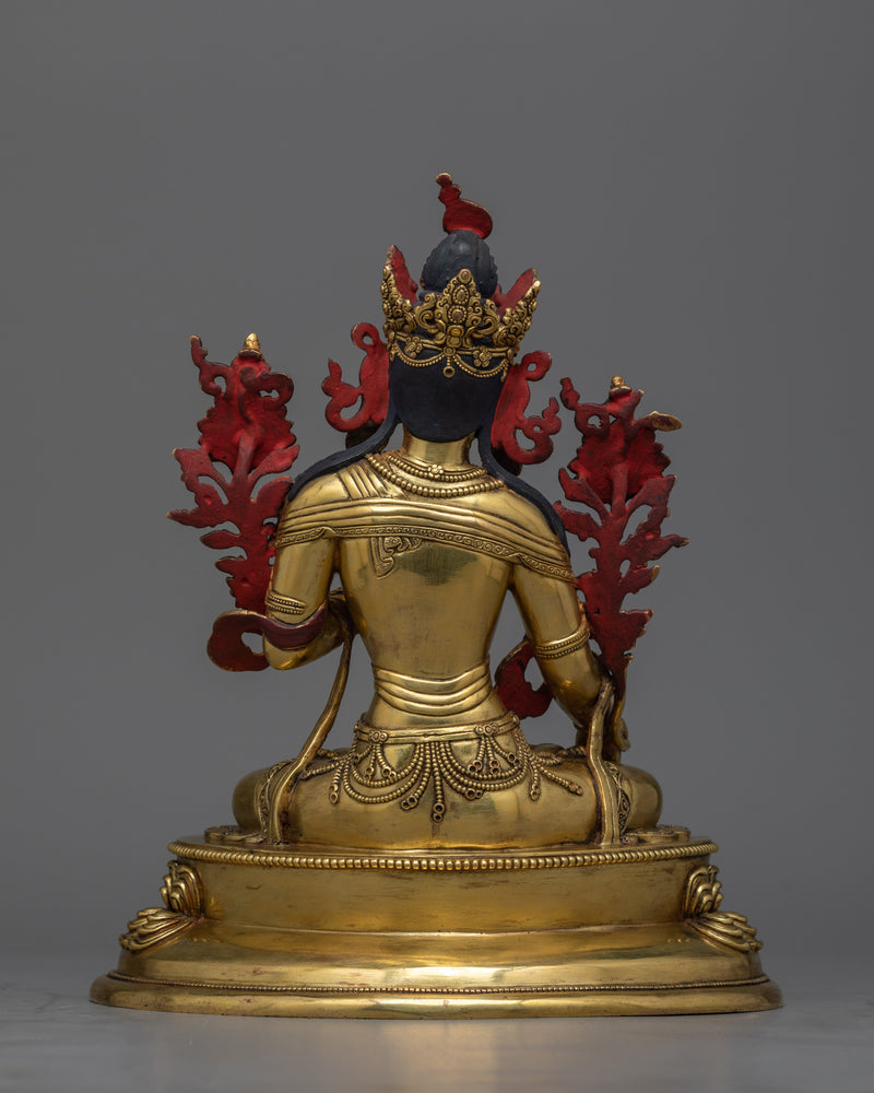 White Tara Gold-Gilded Antique-Touch Statue | A Resplendent Emblem of Serenity