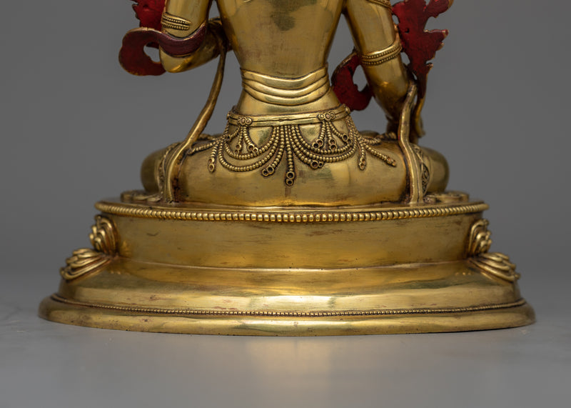 White Tara Gold-Gilded Antique-Touch Statue | A Resplendent Emblem of Serenity