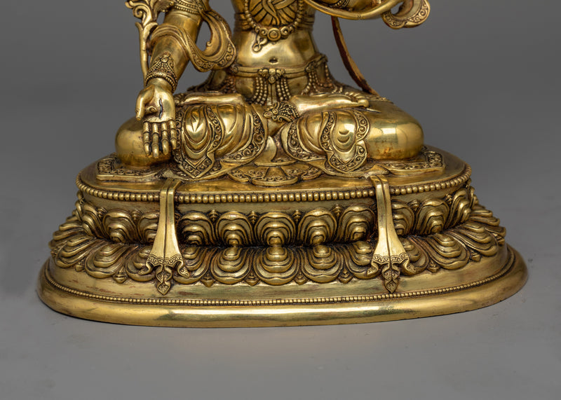 White Tara Gold-Gilded Antique-Touch Statue | A Resplendent Emblem of Serenity