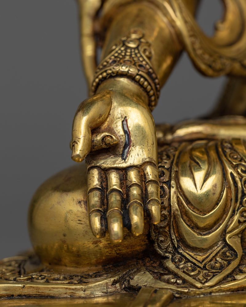 White Tara Gold-Gilded Antique-Touch Statue | A Resplendent Emblem of Serenity