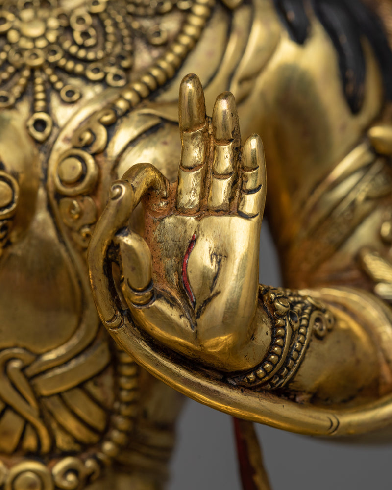 White Tara Gold-Gilded Antique-Touch Statue | A Resplendent Emblem of Serenity