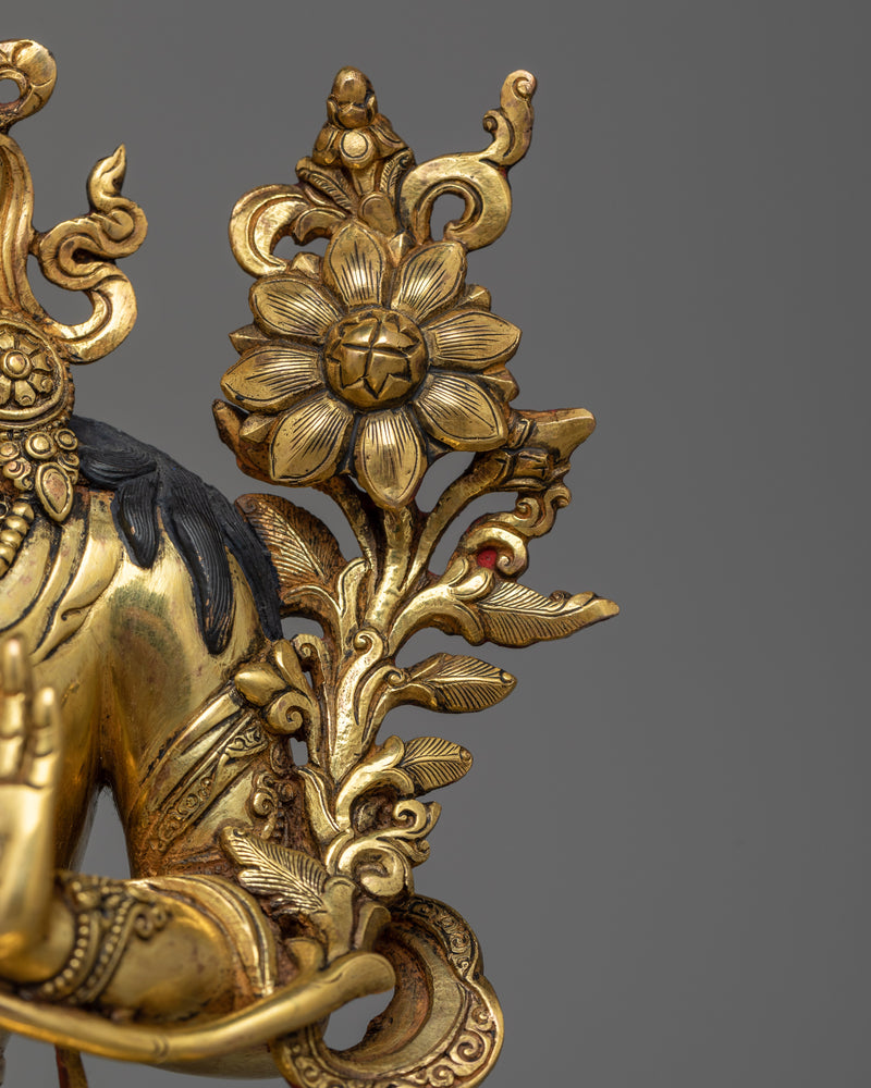 White Tara Gold-Gilded Antique-Touch Statue | A Resplendent Emblem of Serenity