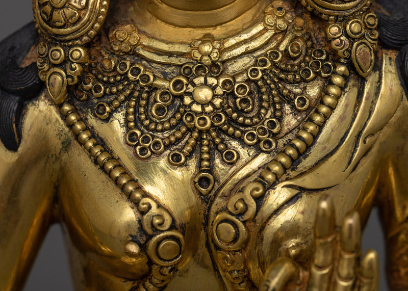 White Tara Gold-Gilded Antique-Touch Statue | A Resplendent Emblem of Serenity