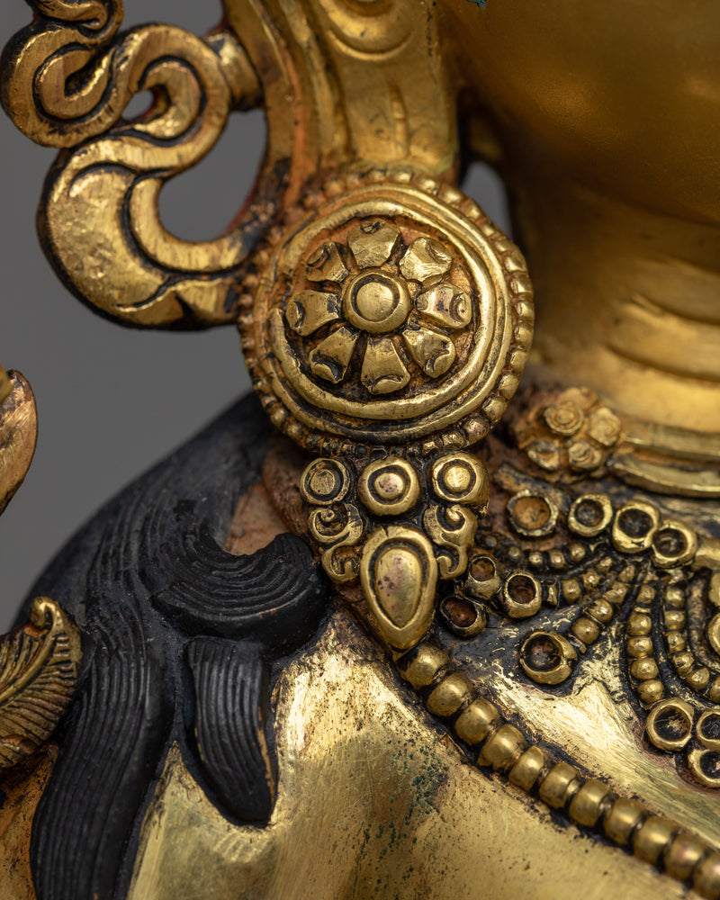 White Tara Gold-Gilded Antique-Touch Statue | A Resplendent Emblem of Serenity