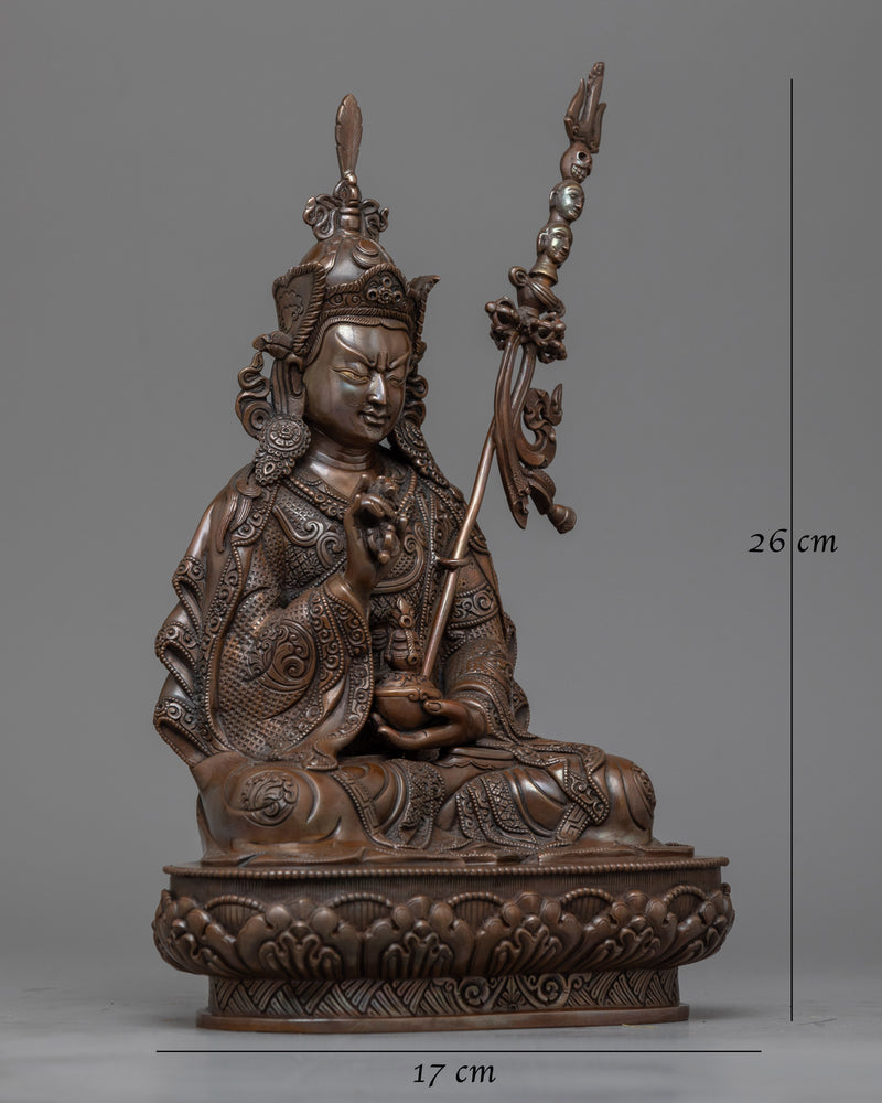 Guru Rinpoche Dark Oxidized Statue | A Revered Icon of Vajrayana Buddhism