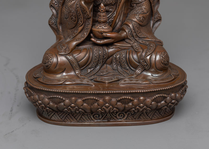 Guru Rinpoche Dark Oxidized Statue | A Revered Icon of Vajrayana Buddhism