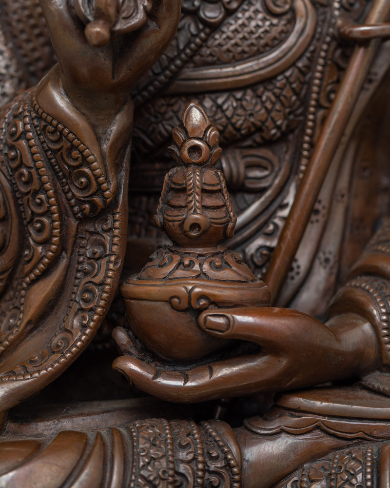 Guru Rinpoche Dark Oxidized Statue | A Revered Icon of Vajrayana Buddhism