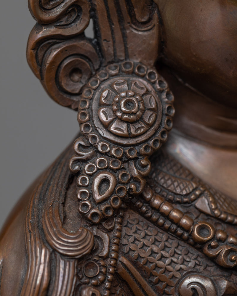 Guru Rinpoche Dark Oxidized Statue | A Revered Icon of Vajrayana Buddhism