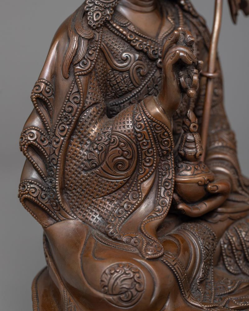 Guru Rinpoche Dark Oxidized Statue | A Revered Icon of Vajrayana Buddhism