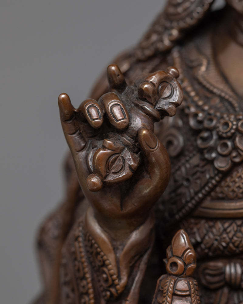 Guru Rinpoche Dark Oxidized Statue | A Revered Icon of Vajrayana Buddhism