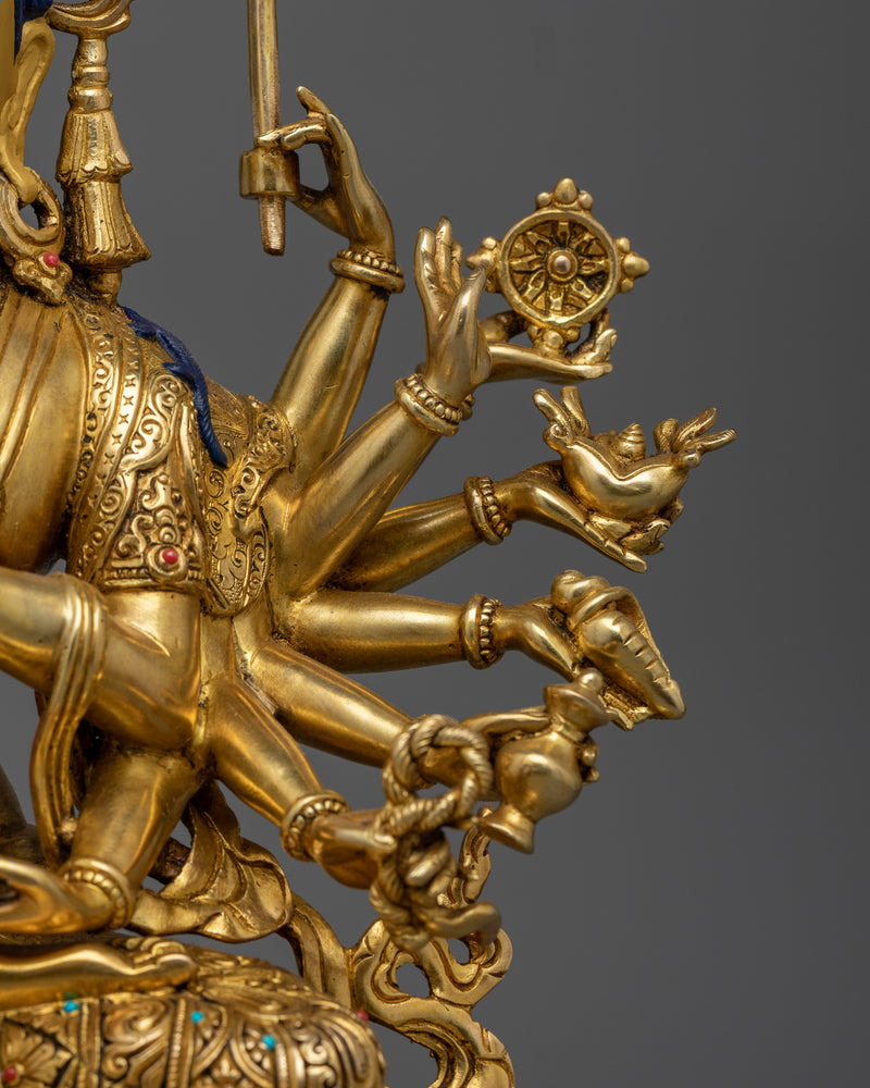 Goddess Cundi Gold-Gilded Statue | A Resplendent Beacon of Spiritual Purity and Power