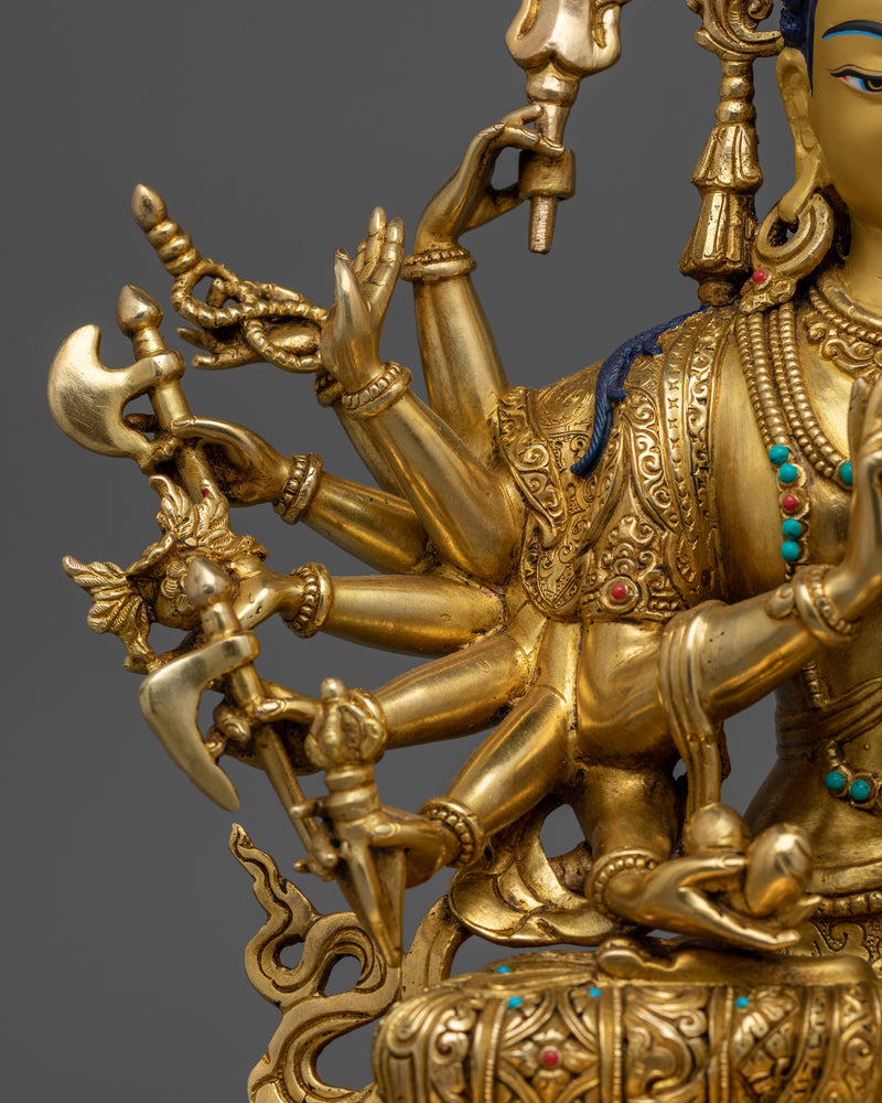 Goddess Cundi Gold-Gilded Statue | A Resplendent Beacon of Spiritual Purity and Power