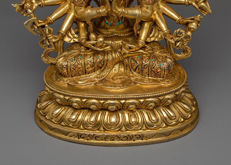 Goddess Cundi Gold-Gilded Statue | A Resplendent Beacon of Spiritual Purity and Power