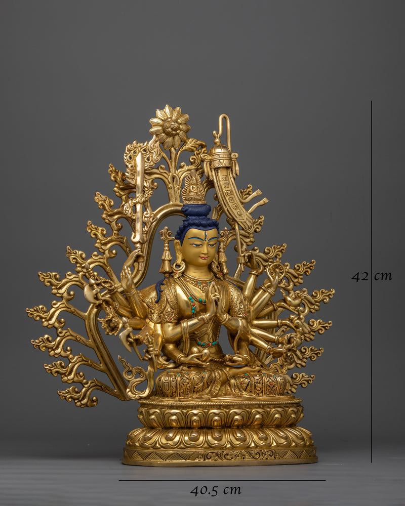 Goddess Cundi Gold-Gilded Statue | A Resplendent Beacon of Spiritual Purity and Power