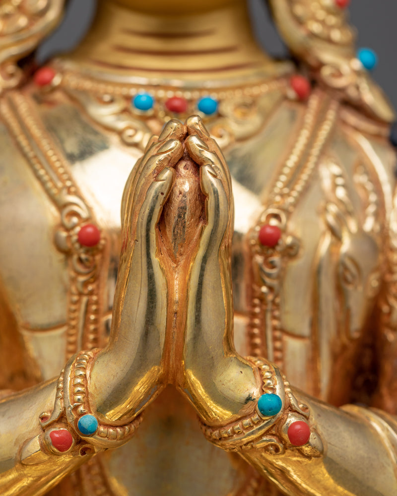 Chenrezig Gemstones-Decorated Statue | An Embodiment of Compassion and Divine Grace