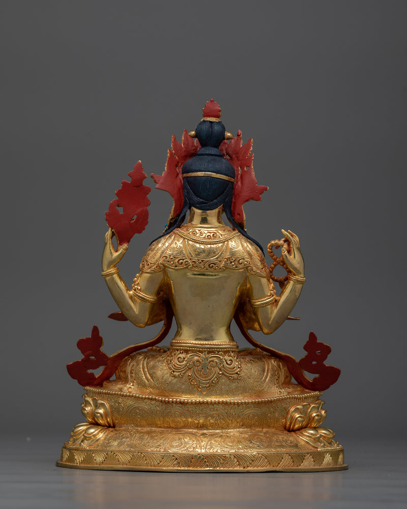 Chenrezig Gemstones-Decorated Statue | An Embodiment of Compassion and Divine Grace