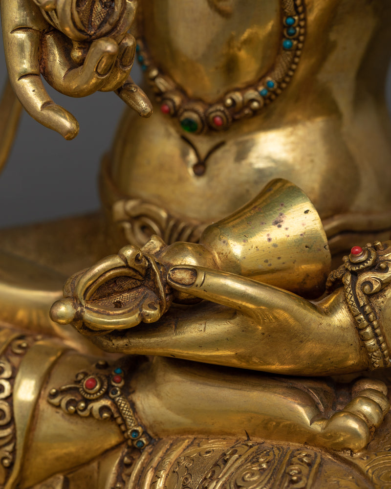 Gold-Gilded Vajrasattva Purify Deity Statue | A Resplendent Symbol of Purification and Renewal