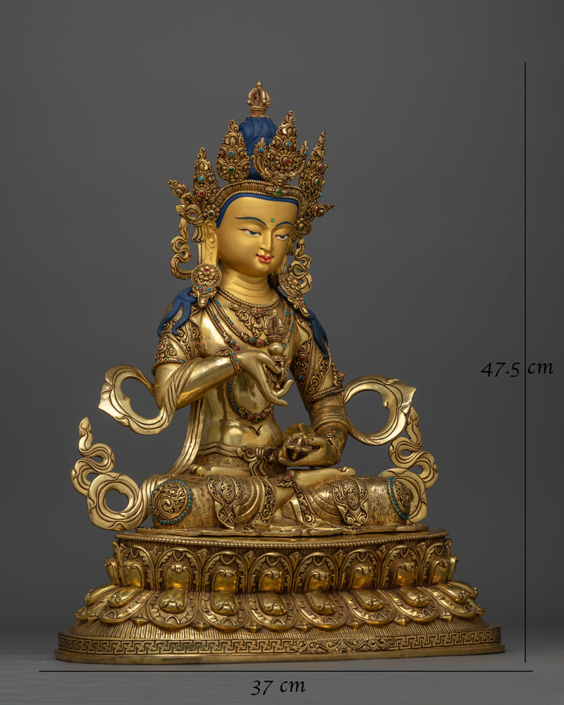 Gold-Gilded Vajrasattva Purify Deity Statue | A Resplendent Symbol of Purification and Renewal