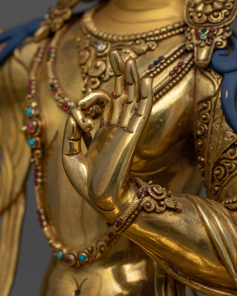 Manjushri Gold-Gilded Statue | A Beacon of Wisdom and Enlightened Insight