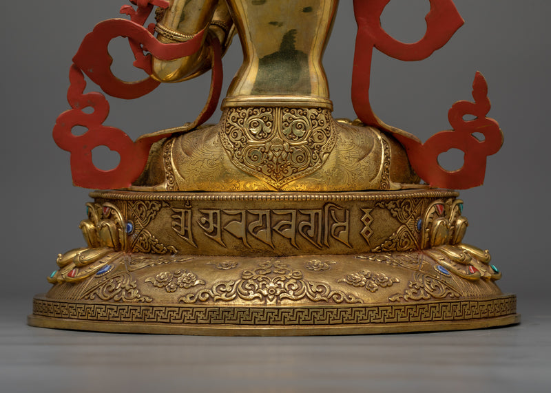 Manjushri Gold-Gilded Statue | A Beacon of Wisdom and Enlightened Insight