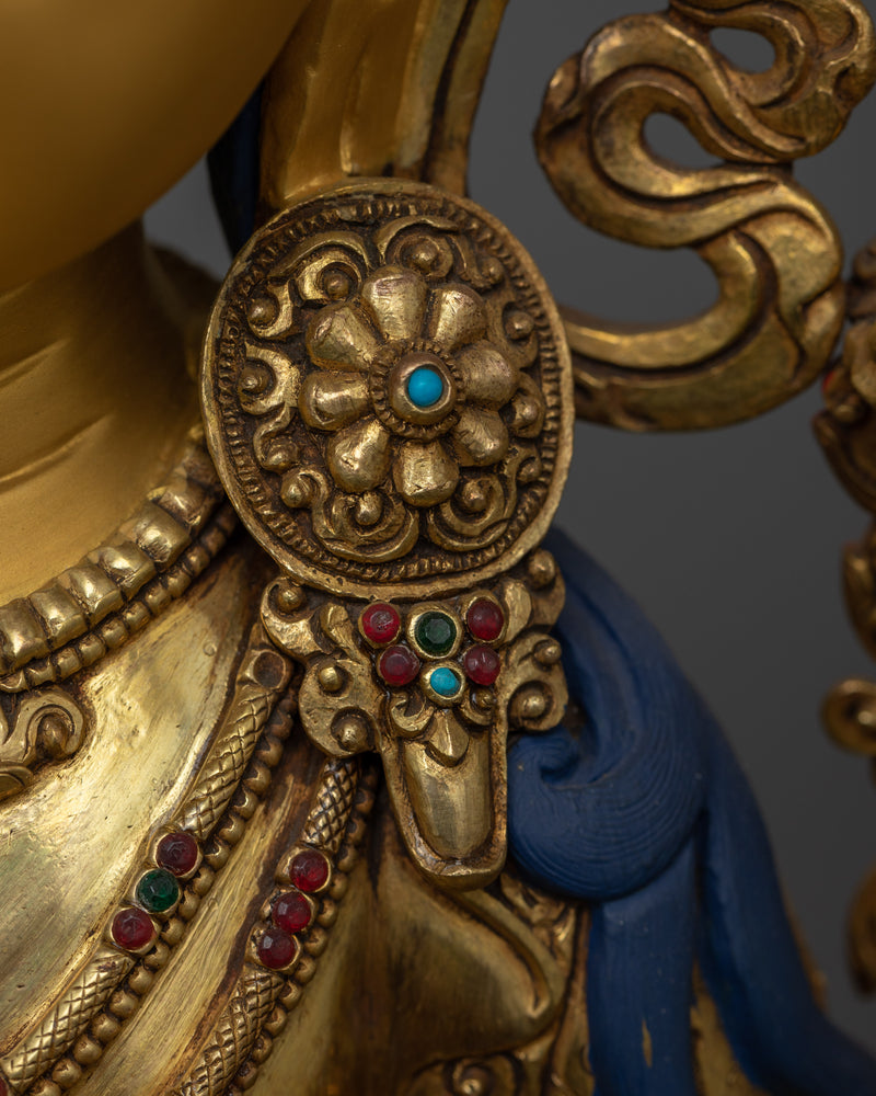 Manjushri Gold-Gilded Statue | A Beacon of Wisdom and Enlightened Insight