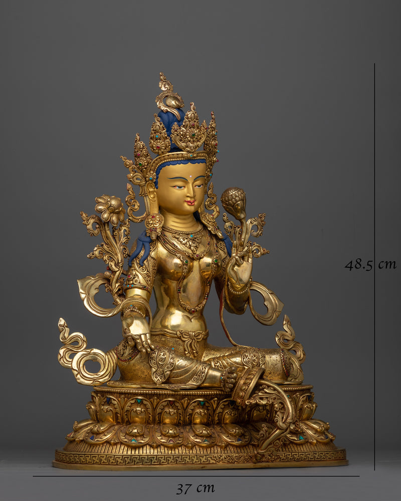 Mother Green Tara Gold-Gilded Statue | A Symbol of Compassionate Protection