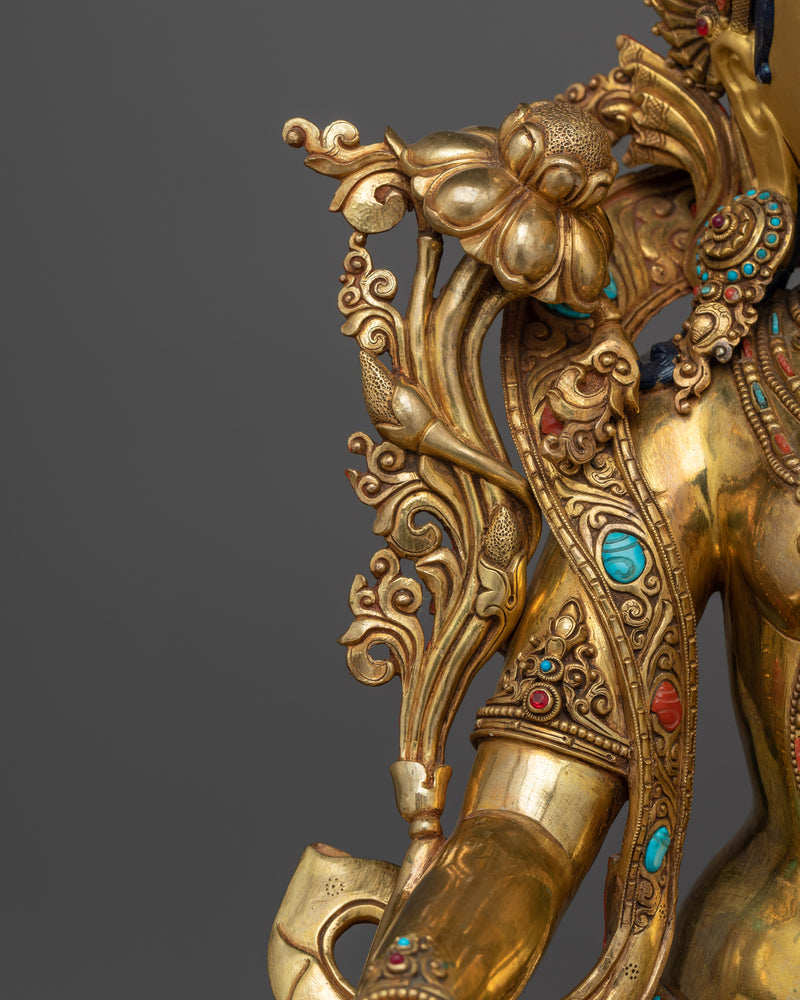 Exquisite White Tara Gold-Gilded Statue | A Masterpiece of Divine Femininity and Grace